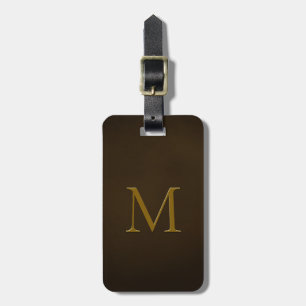 Étiquette À Bagage Élégant Faux Embossé Monogramme Brûlé Brown