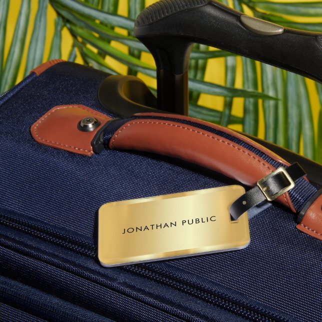 Étiquette À Bagage Elégant Faux Gold Glamor Modèle moderne tendance (Insitu Rectoal 3)