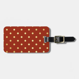 Étiquette À Bagage élégant faux or rouge pois