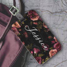 Élégant floral botanique rose foncé burgundy
