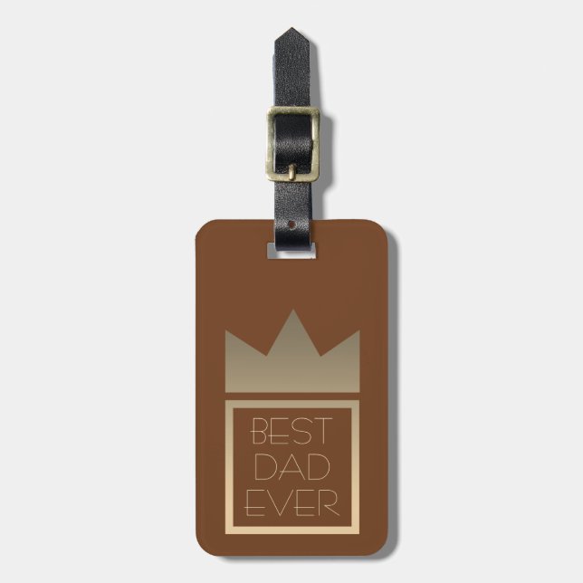 Étiquette À Bagage Elégant Gold King Couronne meilleur papa jamais (Devant Vertical)