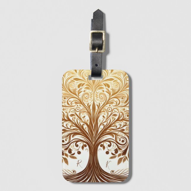 Étiquette À Bagage Elegant Gold Tree of Life Celebration Spiritual (Devant Vertical)