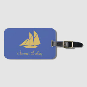 Étiquette À Bagage Elégant Golden Sailing Yacht