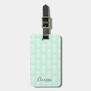 Étiquette À Bagage Élégant joli joli menthe vert ananas motif