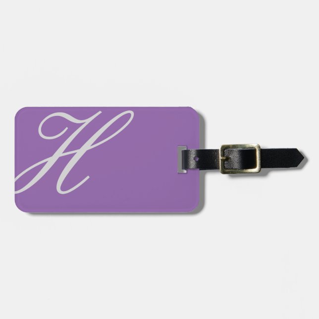 Étiquette À Bagage Élégant Lavender Monogramme Bagage Balise (Devant horizontal)