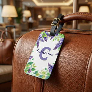 Étiquette À Bagage Élégant Lilacs violet classe avec Feuilles verts