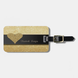 Étiquette À Bagage Elégant Luxe Sophistiqué, Coeur Glitterie