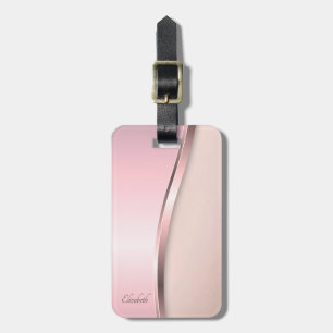 Étiquette À Bagage Élégant Métal Moderne, Rose