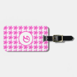 Étiquette À Bagage élégant mignon rose monogrammé moderne