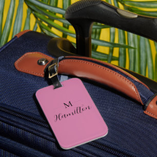 Étiquette À Bagage Élégant minimaliste rose profond Nom