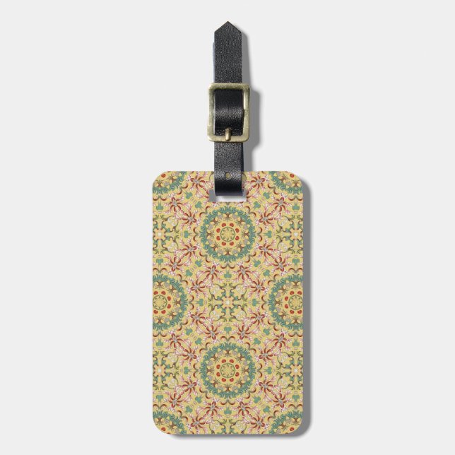 Étiquette À Bagage Élégant modèle floral kaléidoscope (Devant Vertical)