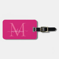 Élégant Monogramme blanc rose magenta Nom du scrip