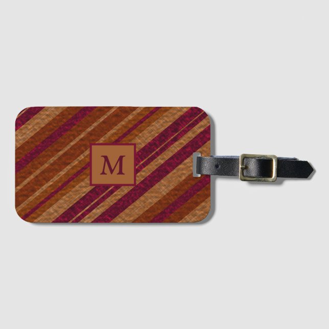 Étiquette À Bagage Élégant Monogramme Brown et violet Voyage bagages (Devant Horizontal)