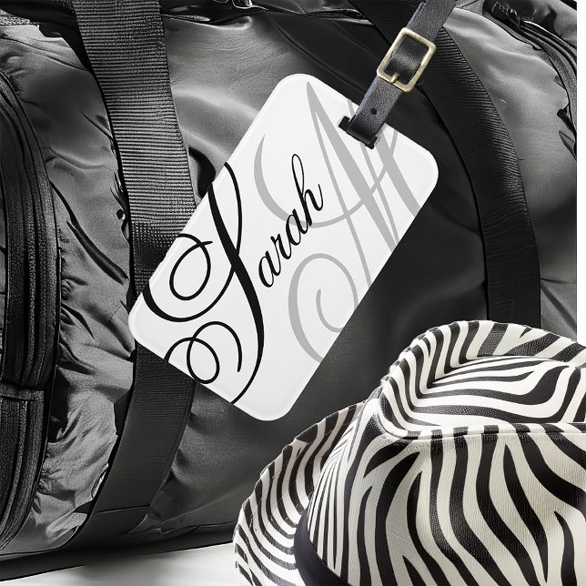 Étiquette À Bagage Élégant Monogramme de typographie (Créateur téléchargé)