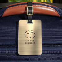 Élégant Monogramme Moderne Or Brossé Glam Metallic