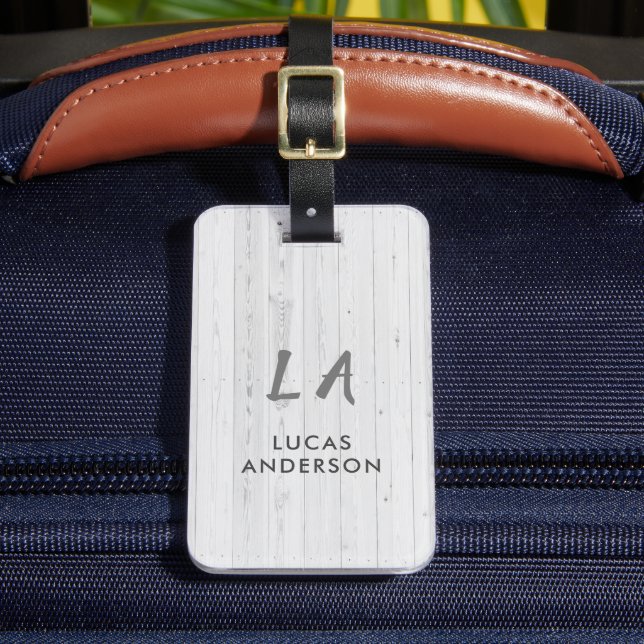 Étiquette À Bagage Élégant Monogramme Or Brossé Métallique Bagages (Insitu Rectoal 2)