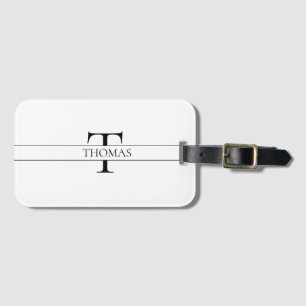 Étiquette À Bagage Élégant Monogramme Personnalisé Nom Personnalisé