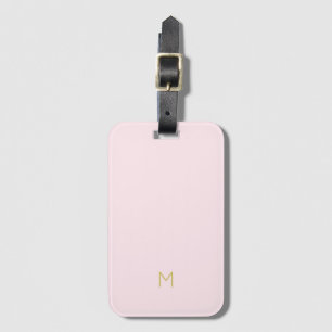 Étiquette À Bagage Élégant Monogramme rose rose or minimaliste Classé