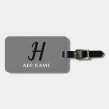 Élégant Monogramme Script Modern Grey Black Ajoute