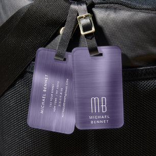 Étiquette À Bagage Élégant Monogramme violet