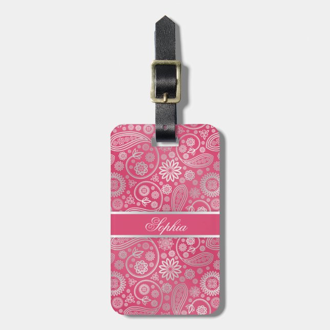Étiquette À Bagage Elégant motif floral paisley tendance (Devant Vertical)
