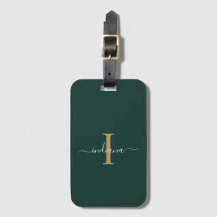 Étiquette À Bagage Élégant Nom Initial Monogrammé Script Voyage