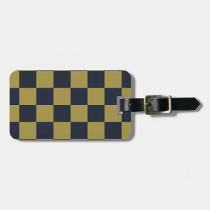 Étiquette À Bagage Elégant or et bleu marine À damiers Motif
