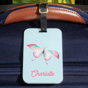 Étiquette À Bagage Elégant papillon bohème personnalisé