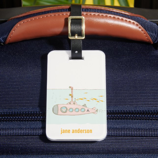Étiquette À Bagage Élégant petit sous-marin sous-marin Monogramme de  (Insitu Rectoal 2)