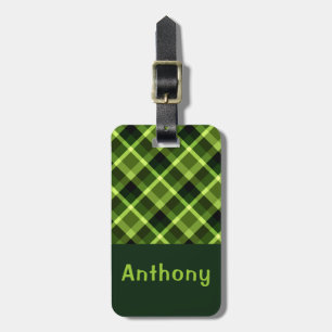 Étiquette À Bagage Élégant Pois Vert Pâte Monogramme Lameçon Balise