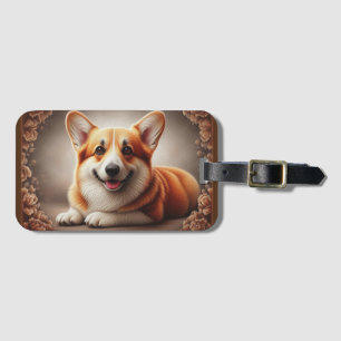 Étiquette À Bagage Elégant réaliste couleur frontière corgi chien Bro