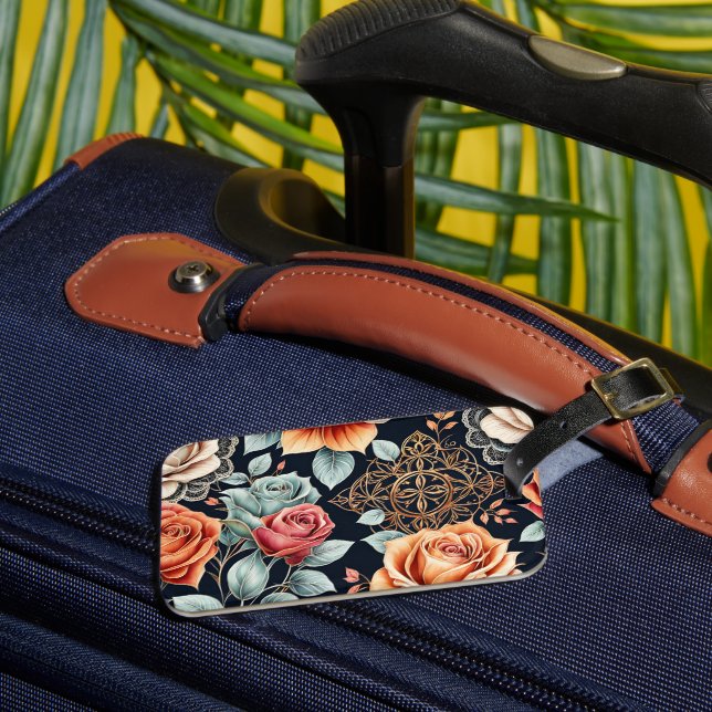 Étiquette À Bagage Élégant Rose floral étiquette avec design souple (Insitu Rectoal 3)