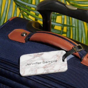 Étiquette À Bagage Élégant Rose Gold Marble Modèle moderne