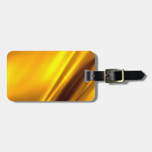 Étiquette À Bagage Elégant Satin Or Faux Texture Look (Devant horizontal)
