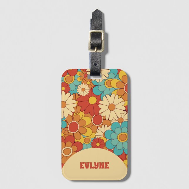 Étiquette À Bagage Elégant Super Floral tendance Boho Chic (Devant Vertical)