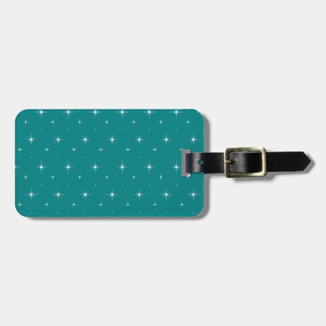 Étiquette À Bagage Élégant Unique Étoile Turquoise Bleue Et Blanc Lum (Devant horizontal)