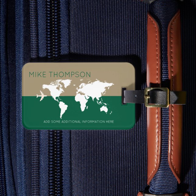 Étiquette À Bagage Élégant Voyage de la carte verte moderne (Insitu Rectoal 4)
