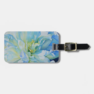 Étiquette À Bagage Elégante couleur bleue turquoise florale