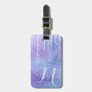 Étiquette À Bagage Élégante et brillante étincelle violette