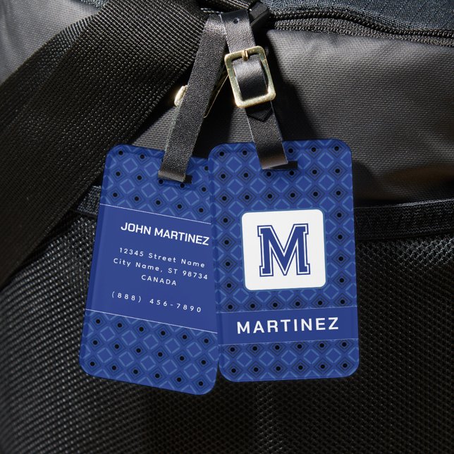 Étiquette À Bagage Élégante étiquette de bagage bleu gris pour homme (Créateur téléchargé)