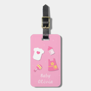 Étiquette À Bagage Élégante étiquette de bagage rose pour bébé fille