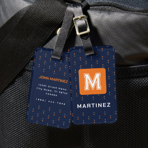Étiquette À Bagage Élégante étiquette de bagages bleu marine pour hom