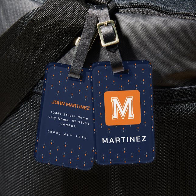 Étiquette À Bagage Élégante étiquette de bagages bleu marine pour hom (Créateur téléchargé)