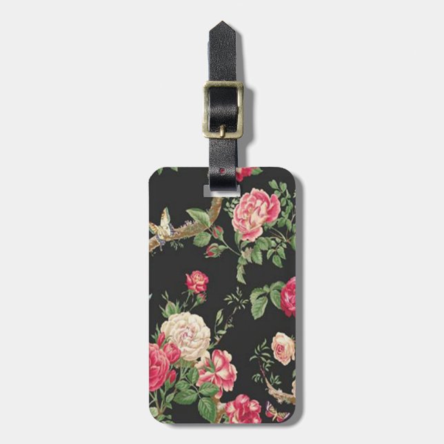 Étiquette À Bagage Élégante étiquette de bagages rose personnalisée (Devant Vertical)