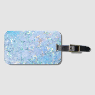 Étiquette À Bagage Elégante glace holographique en marbre bleu ciel
