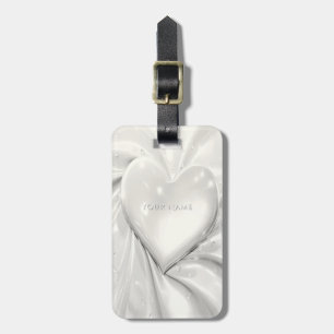 Étiquette À Bagage Élégante marque de bagage Coeur crème blanche