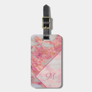 Étiquette À Bagage Élégante Parties scintillant d'or rose Monogramme