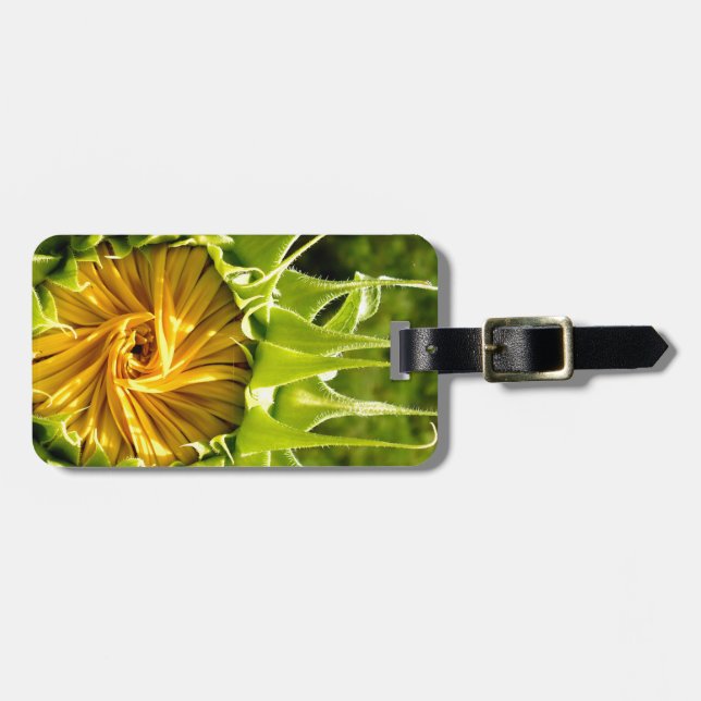Étiquette À Bagage Elégante photo de tournesol jaune (Devant horizontal)