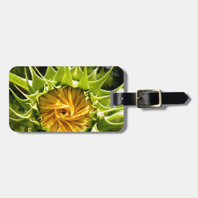Étiquette À Bagage Elégante photo de tournesol jaune (Devant horizontal)