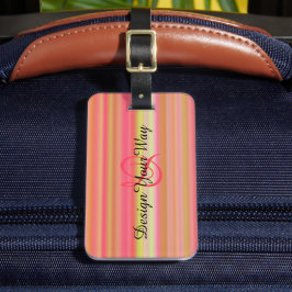 Étiquette À Bagage élégante rayures modernes monogrammed moderne